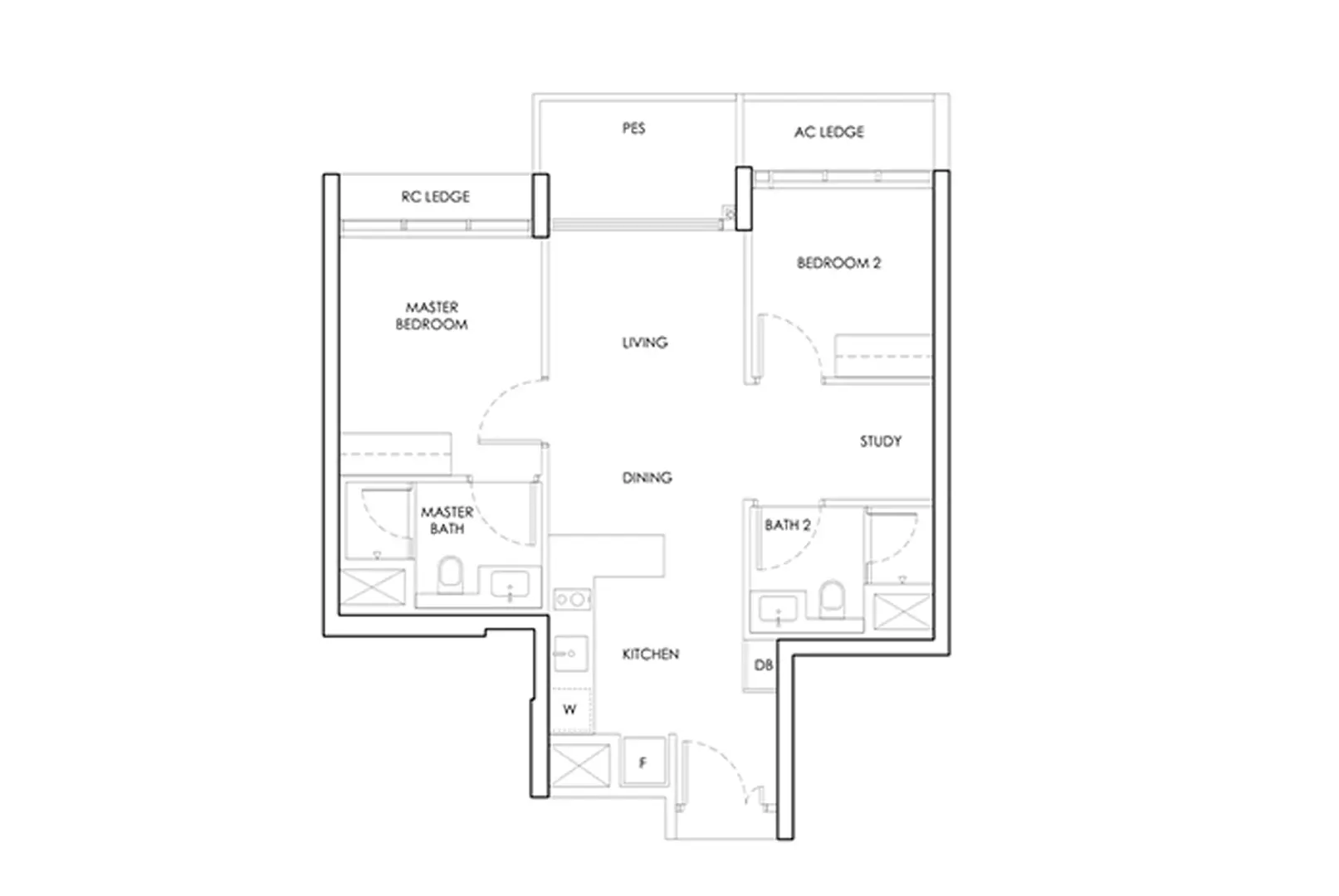 Telok Blangah Residences Floor Plan 2 Bedroom